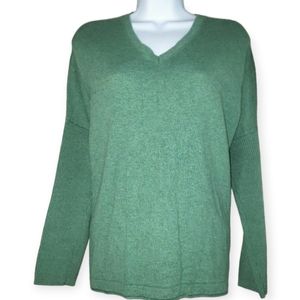 NWOT J Jill green V-neck silk & wool blend sweater Womens Medium